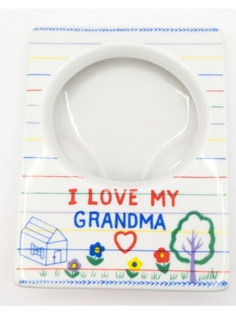 Vintage Ceramic I Love My Grandma Picture Frame Cute Child Drawn Style Retro